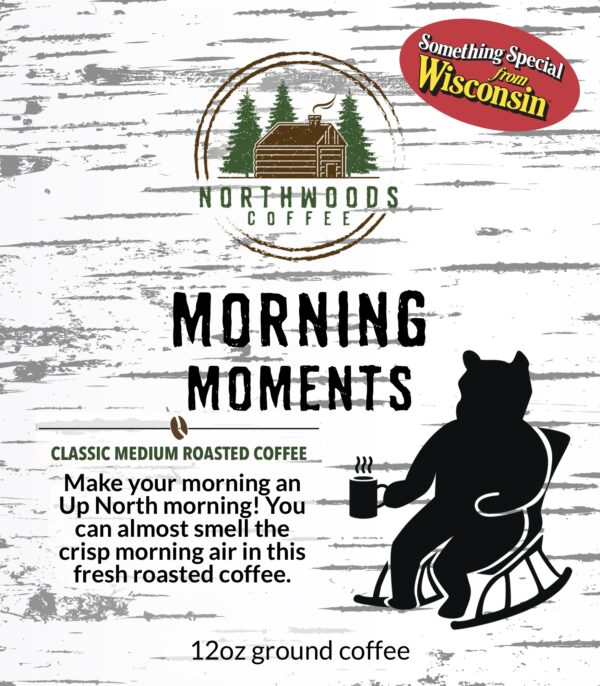 Label for the Morning Moments flavored coffee