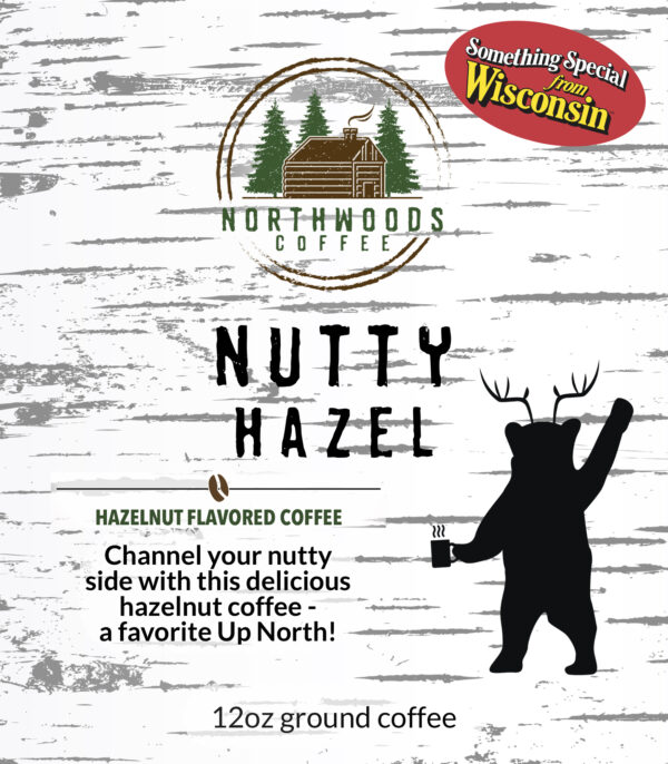 Label for the Nutty Hazel flavored coffee
